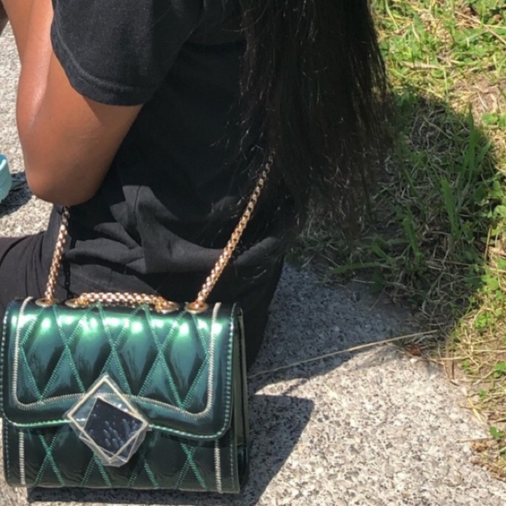 Crossbody Green Metallic Purse